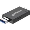 Manhattan Lettore/scrittore Manhattan Usb tipo C/tipo A Nero/Trasparente