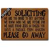 IFHUH Zerbino divertente con scritta No Soliciting Please Go Away, tappetino di benvenuto in gomma antiscivolo con retro divertente, per interni ed esterni, 60 cm (larghezza) x 40 cm (lunghezza)