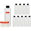 Octopus 10 x 250 ml bottiglie plastica tondo di HDPE con con tappi di vite nero