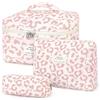 Generisch 3 sacchetti per cosmetici, da donna, per trucchi, da donna, per trucchi, per trucchi, cosmetici, da viaggio, per donne, Leopardo rosa., Minimalista