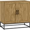 Credenza Da Soggiorno A 2 Livelli Con Ripiano Regolabile, In Legno E Acciaio, 80x40x78 Cm, Marrone E Nero