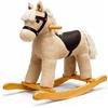 GIODICART Cavalluccio a Dondolo in Tessuto con Versi per i Bambini più Piccoli, Beige