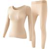 Opilroyn Set di Biancheria Intima Termica da Donna, Morbida ed Elastica, Biancheria Intima Termica da Donna, per Inverno, Natale, Autunno, Vita Quotidiana, Ufficio, Viaggi, celebrazioni, Color Carne