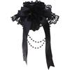 GKYQVE Copricapo gotico da ragazza, in pizzo, con fiocco e fiocco, stile vintage, per Halloween, stile vintage, Fiori neri., Taglia unica