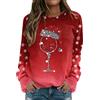 Generico Felpa da Donna Natale Invernale Sweatshirt Pullover Allentato Girocollo Albero di Natale Fiocco di Neve Stampa Alce Camicetta Carina T-Shirt Grafica Tunica Elegante Maglione alla Moda da Donna Felpe