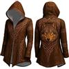 BIKETAFUWY - Cardigan da uomo lungo con cappuccio, stile Viking, vintage, stile Ninja, costume medievale, cappotto invernale lungo, trench, cappotto caldo, grande taglia, mantello 3/4, cappotti e