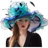 BIKETAFUWY Cappello da donna con sole estivo, anti UV, in organza, per matrimonio, donna, cerimonia chic ed elegante, Bob, a tesa larga, berretti, berretti e cappelli, derby, estivo, leggero, capeline da