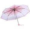 Fydun Ombrello pieghevole trasparente portatile 1PC alla moda ombrello principessa Cherry Blossom(Rosa)