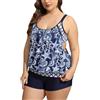 Generic Costume Tankini Donna Costumi Taglie Forti Top a Canotta da Donna + Set Bikini/Corallo/Modello Tankini Taglie Forti Vestiti da Mare Costume Intero Curvy (Dark Blue, XXXL)