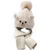 Oshhni Set di berretto invernale con sciarpa e cappello per bambini, leggero, per bambini dai 3 ai 9 anni, Beige