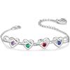 kaululu Bracciale Donna Personalizzato con Nomi Incisi Bracciale a Cuore con Pietre Portafortuna per Mamma, Moglie, Nonna, Regali Gioielli Donna, Natale, Festa della mamma