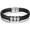 kaululu Bracciale Pelle Uomo Personalizzato in Argento con Famiglia Coppia Nomi Incisione Braccialetti Uomo con Nomi per Padre Fidanzato Migliore Amico Personalizzati Bracciali (Argento-3)