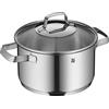 WMF Belmonte - Pentola grande 20 cm, coperchio in vetro, pentola per carne a induzione, 3,3 l, in acciaio INOX Cromargan lucido, non rivestita