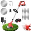 HSHa Tagliaerba a batteria, 21 V, angolo testa regolabile, batteria ricaricabile da 1500 mAh, manico regolabile 84 - 120 cm, tagliaerba elettrico per prato, giardino, potatura, rosso