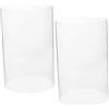 JOYOFREELY Portacandele a Cilindro in Vetro Trasparente 2 Pezzi 10x15 Cm, Paralumi Antivento per Candele a Colonna, Copricandele Decorativi per Uso Domestico e Arredamento Casa