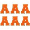 QUARKZMAN Toppe Lettere in Chenille 2.2 Autoadesive Lettera A Toppe Ricamate Adesive Lettere Applique per Riparare Vestiti Jeans Scarpe Cappello DIY(Arancio, Confezione da 6)