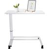 HJH Office 830054 Tavolo per sedersi/alzarsi, regolabile in altezza STAND II Bianco Tavolino con molla a gas e rotelle, altezza fino a 107 cm