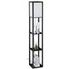 Relaxdays Lampada con Ripiani, HLP 161 x 26 x 26 cm, Luce con Attacco E27, Piantana da Pavimento dal Design Moderno,Nero