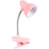 COMFOLIVING Lampada da tavolo a clip, portatile, rosa, con morsetto, luce da lettura per la cura degli occhi, design moderno e femminile