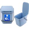 KADAX - 6L - Pattumiera con Coperchio e Manico, in plastica, per la Raccolta dei rifiuti, Rettangolare, con Coperchio Ribaltabile - Blu