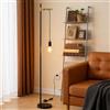 Aigostar Lampada da Terra Retrò E27 - Lampada in Metallo per Soggiorno Moderno, Interruttore a Pedale, Cavo 180cm, Design Sospeso (Senza Lampadina) - Nero/Oro