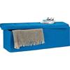 Relaxdays Pouf Pieghevole con Contenitore XXL, Panca Divanetto Portaoggetti, Lino, HxLxP 38 x 114 x 38 cm, Blu