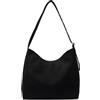 Genérico Borsa Tote Donna Grande in Pelle Sintetica di Camoscio Borsa a Tracolla Slouchy Vintage con cerniera, Hobo per lavoro, viaggi e diario, Nero