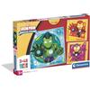 Clementoni - Puzzle per Bambini 3x48 Pezzi Supercolor, per Bambini 5+ Anni, Illustrazione con Supereroe Marvel Ironman, Idea Regalo, Made in Italy, 21x20,5 cm, 25004