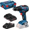 Bosch Professional 18V System Trapano-avvitatore a batt. GSR 18V-55 (coppia max. 55 Nm,velocità 1.800 giri/min, 2 batterie ProCORE18V 4.0Ah, caricabatt. rapido GAL 18V-40, inserto L-BOXX, L-BOXX)