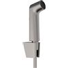 hansgrohe Doccetta bidette S con 1 tipo di getto a risparmio idrico (EcoSmart), incl. supporto doccia e flessibile doccia, senza valvola d'arresto, per acqua calda, cromo nero spazzolato, 29238340