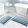 Sunlit Set di tappetini da bagno a righe blu e bianche sfumate, antiscivolo, assorbenti, morbidi tappetini da bagno, lavabili in lavatrice, 2 pezzi (76,2 x 50,8 cm e 61 x 43,2 cm)