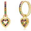KnSam Orecchini a cerchio in argento 925, con ciondolo a forma di cuore, con zirconi, per ragazze, regali per mamma, argento sterling S925, Zirconia cubica