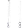 Bling Jewelry Figura Geometrica Otto Lunga Pave CZ Ball Chain Romantico Amore Nodo Simbolo Infinito Threader Orecchini Per Donne Adolescenti .925 Argento