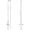 Bling Jewelry Orecchini A Filo A Catena Religiosa Leggera E Lineare, Minimalista, Con Pendente A Croce Spirituale Per Donne Adolescenti Gancio A U In Argento Sterling .925