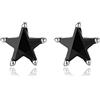 KnSam Orecchini da donna, in argento, con zirconi, a forma di stella, colore nero, in rame, con zirconi neri, Rame, Zirconia cubica