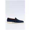 Santoni Mocassino Malibu in Suede Blu Uomo