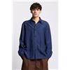 Laneus Overshirt in Lino e Viscosa Blu Uomo