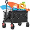 SONGMICS Carrello Spiaggia Pieghevole 150L, Carrellino da Trasporto 150 kg con Grandi Ruote Girevoli a 360°, 80,8 x 49,4 x 93,5 cm, per Campeggio e Spesa, Nero, Collezione Sandy GFW115B01