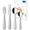 Villeroy & Boch - Happy as a Bear Posate Bambini 4 Pezzi Stainless Steel, Lavabile in Lavastoviglie, Set di Posate, Forchett Posat, Acciaio Inossidabile