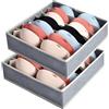 AiQInu Organizer Cassetti per Reggiseni,Set di 2 Organizzatore Cassetti Intimo Pieghevoli con 7 Scomparti,Organizer Armadio Biancheria Intima Divider Tessuto per Riporre Reggiseni,Calze e Cravatte