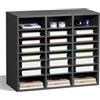 VEVOR Organizzatore per Letteratura 737 x 305 x 620 mm Vassoio Raccoglitore per Lettere Portadocumenti in Truciolare e MDF, 24 Scomparti e Ripiani Regolabili, Portaoggetti per Ufficio Aula, Grigio