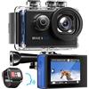 AKASO Action Cam 4K 20MP Action Camera WiFi 40M Fotocamera Subacquea Impermeabile EIS Touch Screen con 8x Zoom Controllo Vocale Telecomando Fotocamera Casco con 2 Batterie da 1350mAh