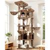 Globlazer S80G Tiragraffi Leopardo Stabile XXL 204 cm per 3-5 Grande Gatti | Albero Angolare per Gatti Extralarge, Più Livelli con 2 Immenso Piattaforma Imbottiti, 2 Grandi Grotte, 3 Cesto, Rampa Sisal