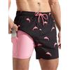 Arcweg Costume da Bagno da Uomo 2 in 1 con Fodera Boxer 5,5" Costume da Bagno ad Asciugatura Rapida Costume da Bagno Pantaloncini da Bagno con Tasche con Cerniera Orchidea Verde Lago Tibetano XL(EU)