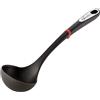 Lagostina Ingenio Smart Mestolo in Silicone con Rivestimento Antigraffio, Impugnatura Ergonomica, a Mano in Plastica, Lavabile in Lavastoviglie, Nero e Rosso