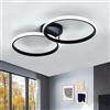 Toolight Plafoniera LED Soffitto 42W 4725LM, Lampada da Soffitto Rotondo Moderna, Plafoniera in Acrilico per Camera da Letto Soggiorno Cucina Studio Ufficio, Luce Fredda 6500K, Nero, 54CM