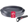 Lagostina Ingenio Mineralis Eco Set Padelle Antiaderenti in Alluminio 100% Riciclato con Fondo Indeformabile,3Pezzi,Batteria di Pentole con 2 Padelle 24 e 28 cm e Manico Amovibile,Grigio (2100127970)
