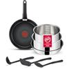 Lagostina Ingenio Inox, Set Pentole e Padelle, Antiaderente, 8 Pezzi | In Acciaio Inox, Con Manico Removibile, Padelle, Casseruole e Utensili, Salvaspazio, Per Induzione e Altre Fonti di Calore