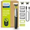 Philips OneBlade QP2834/31 - Regolabarba elettrico 360 autentico, per viso e corpo, 3 lame da 360, 4 pettini per barba (1, 2, 3, 5 mm), 1 kit per il corpo