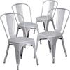 Flash Furniture Set di 4 sedie impilabili in Metallo, per Interni ed Esterni, in Gomma plastica, Colore Argento, Set da 4